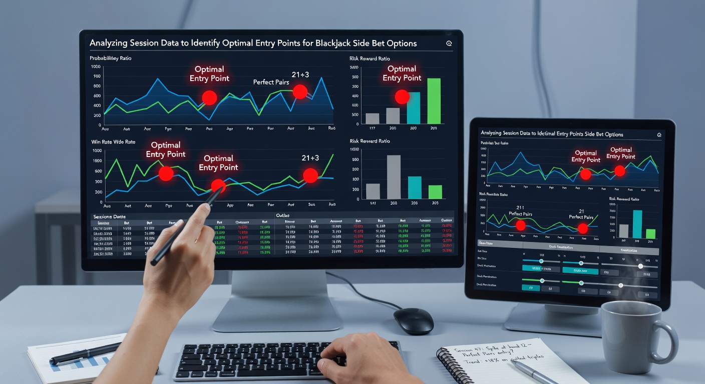 Detailed chart of blackjack side bet performance metrics over session timelines