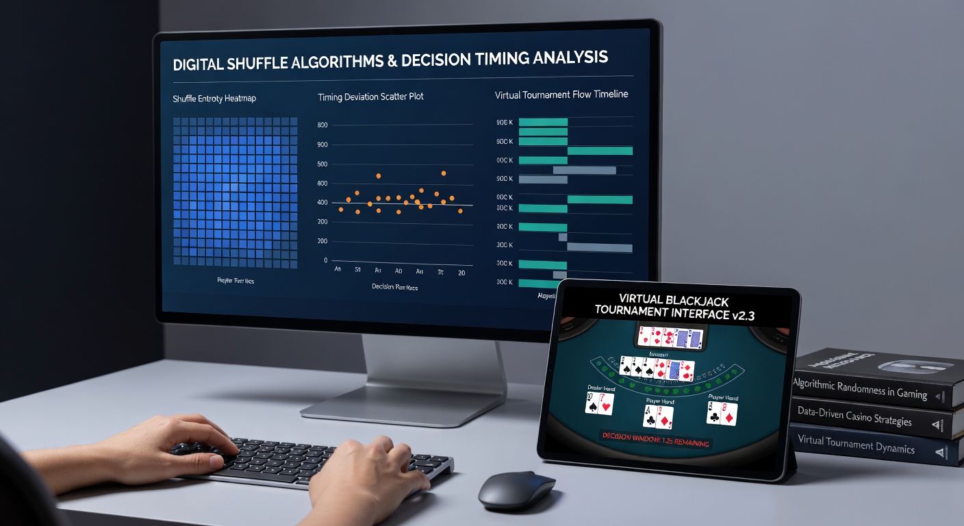 Tournament decision timing graph from virtual blackjack sessions displaying response intervals and shuffle frequency