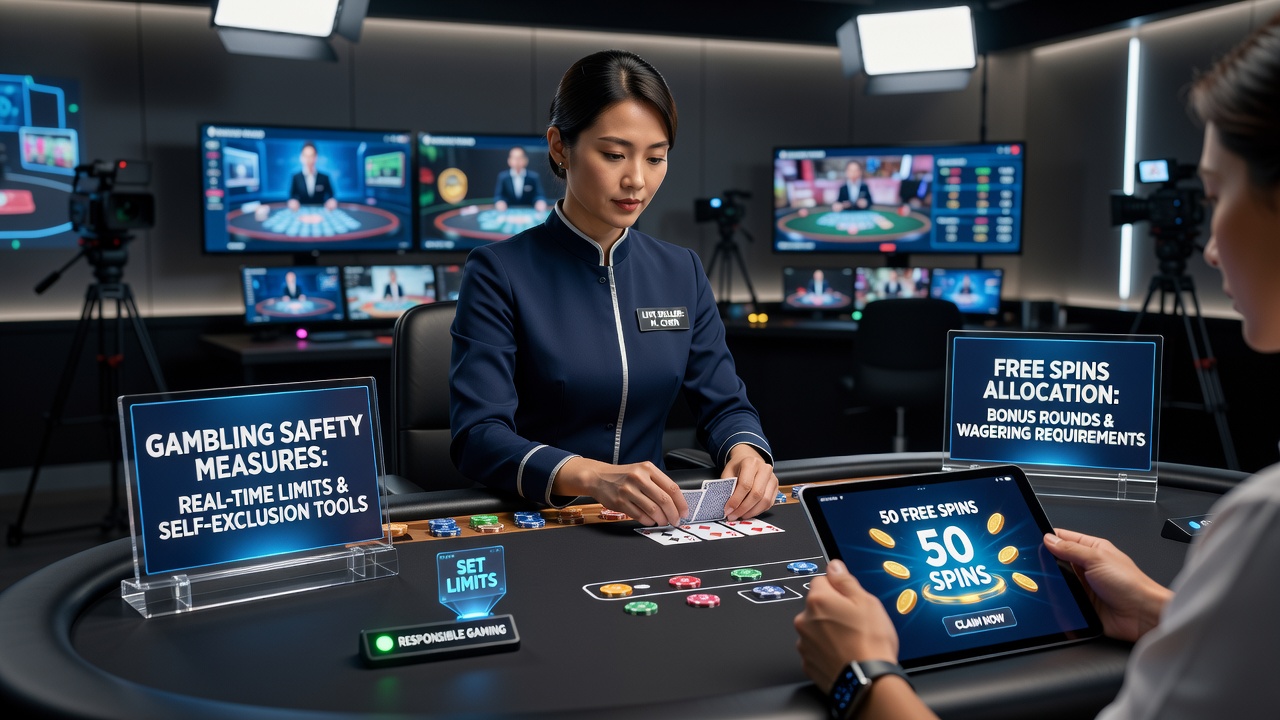 Dashboard showing free spin allocation metrics alongside player safety indicators