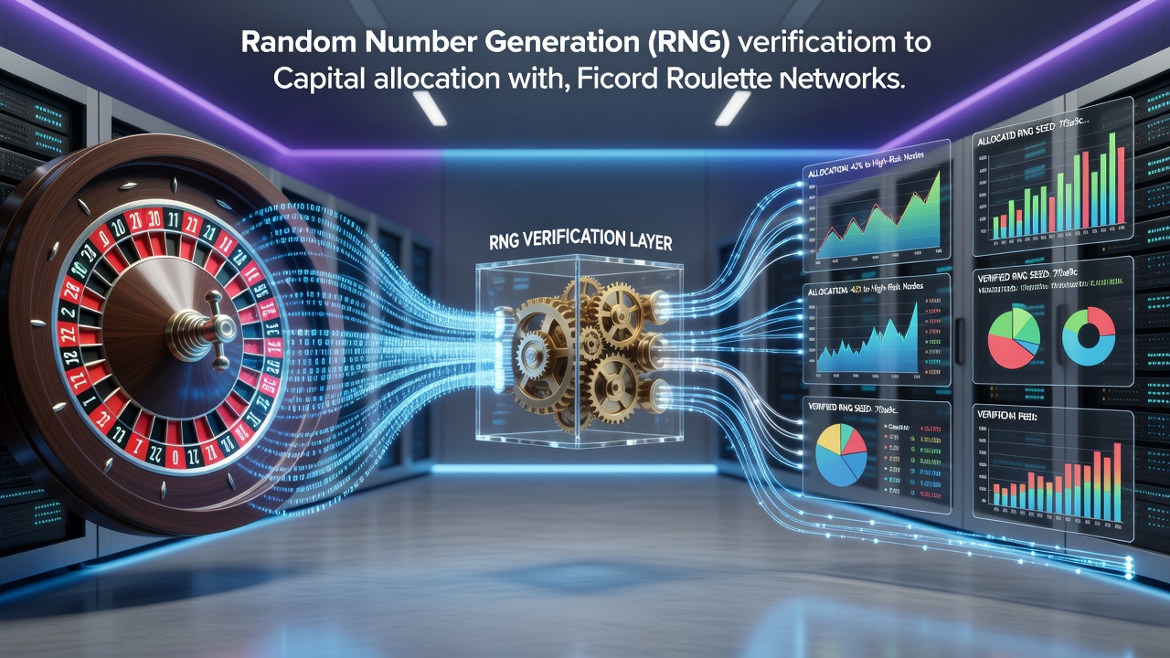 Detailed view of RNG verification hardware connected to roulette network servers showing certification interfaces and capital allocation dashboards