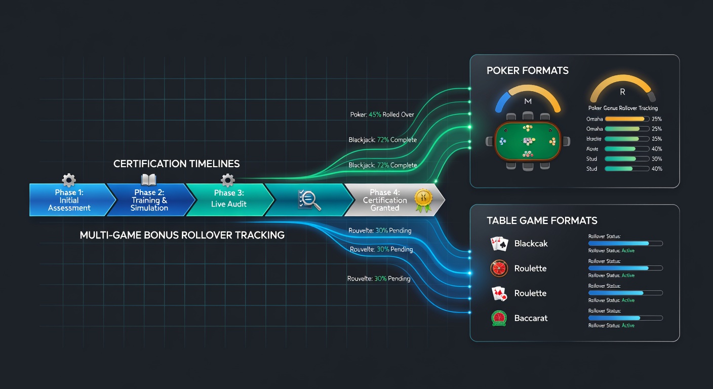 Overview of certification timelines integrated with bonus rollover systems in poker and table game environments