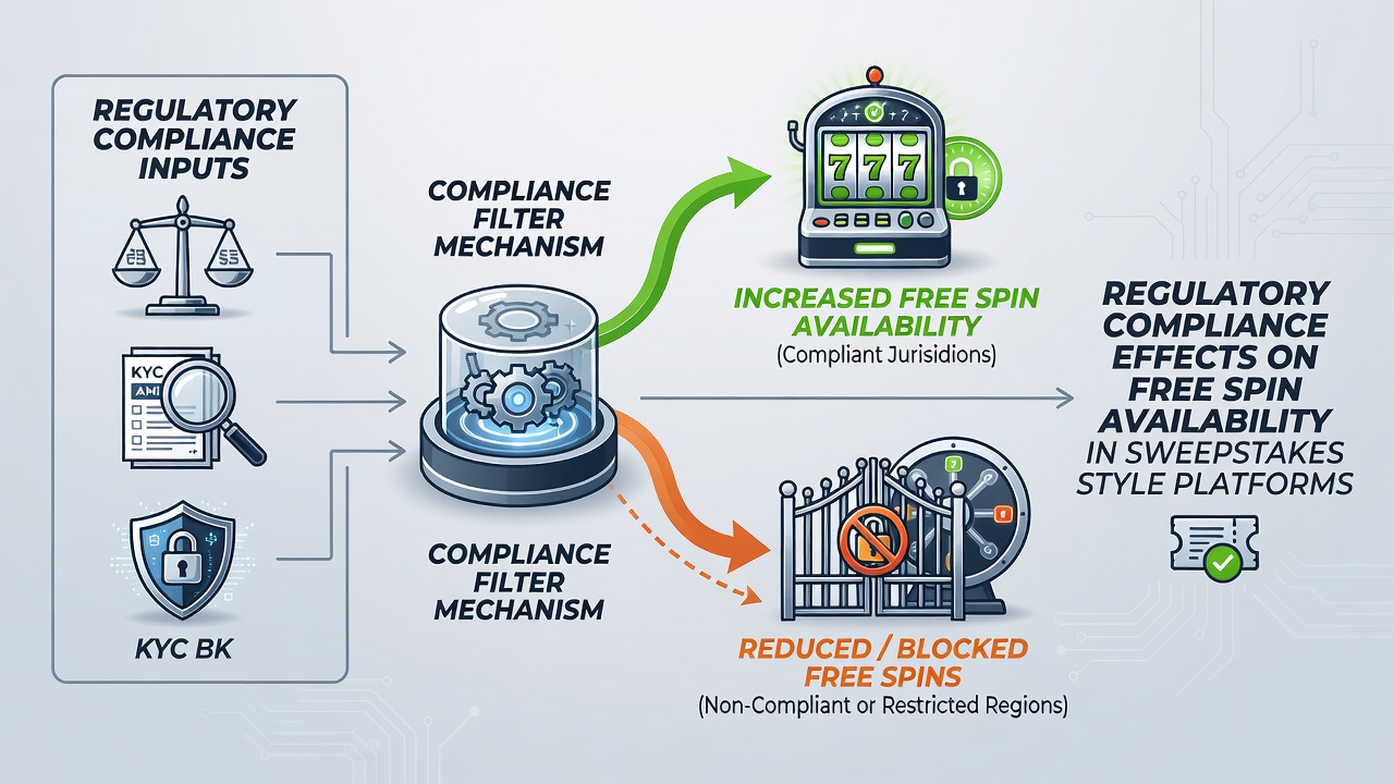 Compliance verification process affecting free spin distribution in sweepstakes platforms