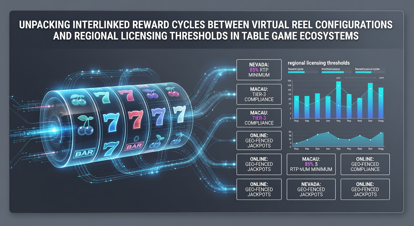 Diagram showing virtual reel configurations connected to licensing thresholds in table game systems
